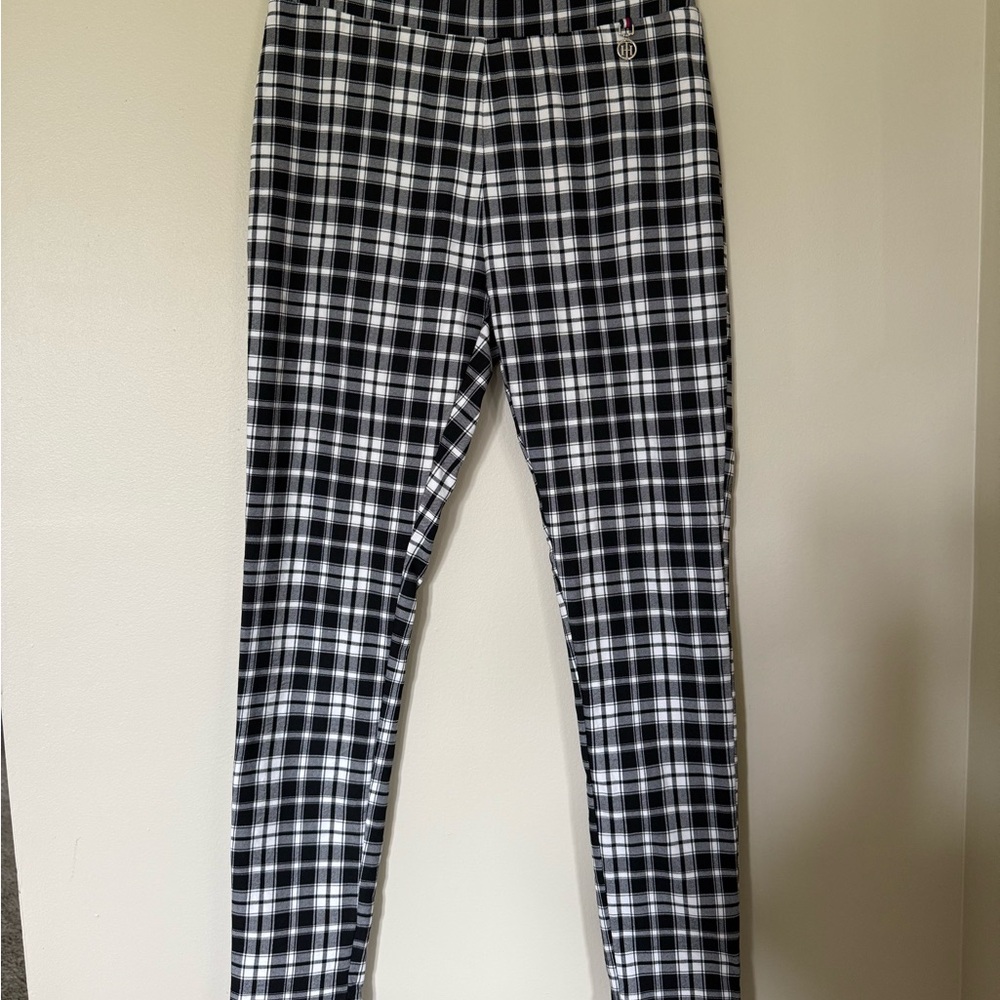 Tommy Hilfiger Black and White Dress Pants with Plaid Design